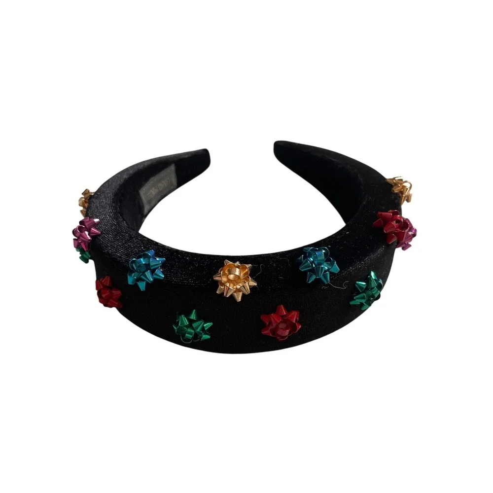 Handmade Black Velvet Padded Headband Christmas Holiday Gift Bows Accessory